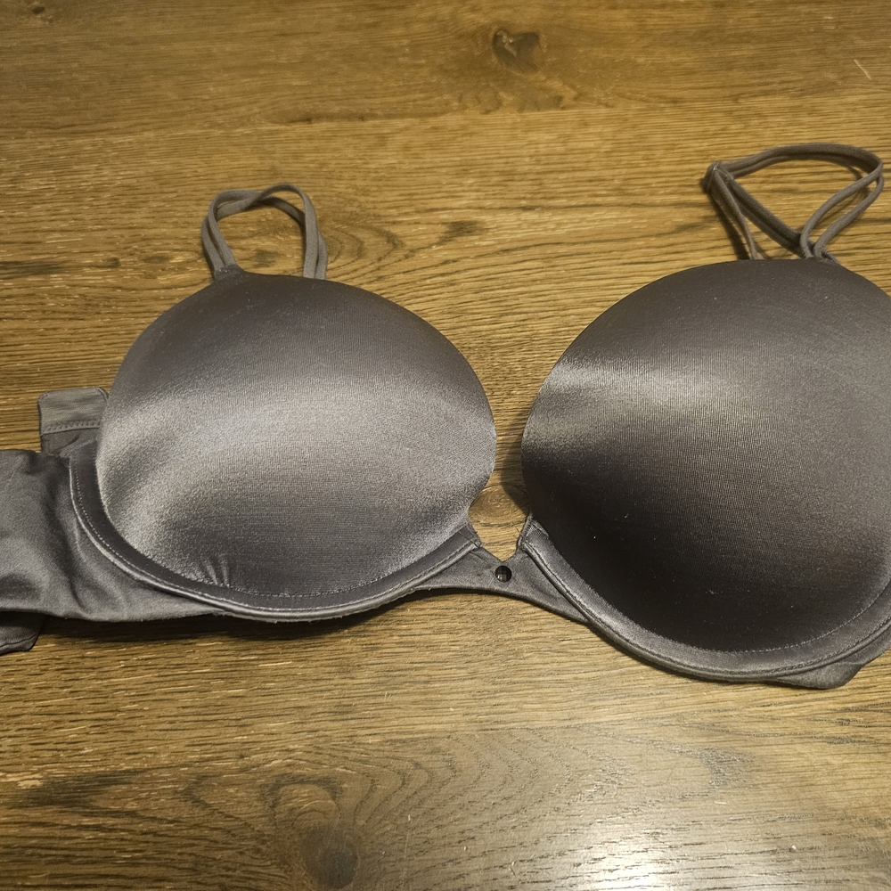 Victoria's Secret Satin Push-Up Bra in Charcoal Gray